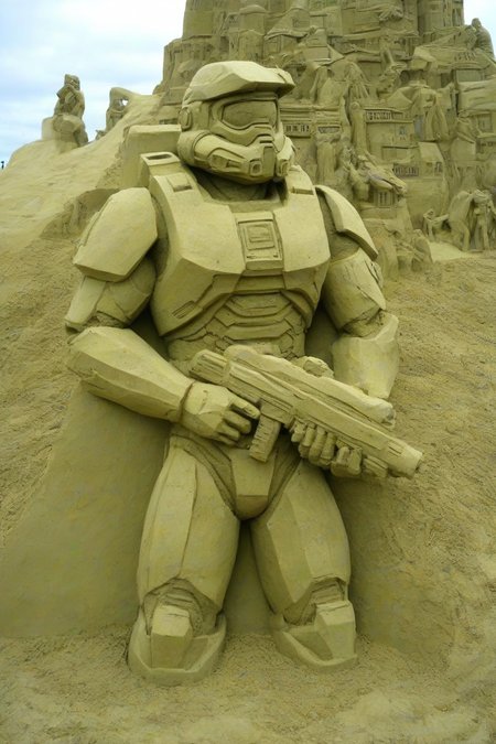 <lora:PE_SandSculpture:0.8>  PESandSculpture, sandsculpture,sand,
Master Chief