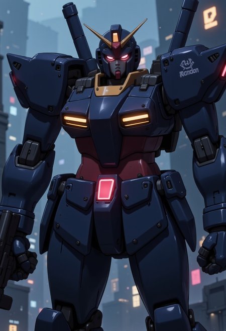 Score_9, score_8_up, score_7_up, source_anime,Gundam, source_cartoon,cinematic film still, (MRS:1.5), (BATTLETECH:0.6), (mech), robot, a heavy mech, hawken, shallow depth of field, (ultra-detailed mecha armor), vignette, highly detailed, high budget Hollywood movie, bokeh, cinemascope, moody, epic, gorgeous, film grain, grainy, 3d model,8k,masterpiece,sidelighting,hdr,high definition, full body, holding gun, glowing,Mecha ,solo, gorgeous armor,no humans,glowing,detailed robot,robot joints,Complex full armor,detailed, ,