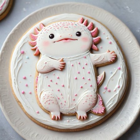 <lora:lora:1>cookie art design,  <lora:Axomodelv2.1:1> simple round cartoon  cookie art,  delicious cute axolotl  cookies  with icing, flat cookies, cookies with cute design  <lora:add-detail-xl:1>,