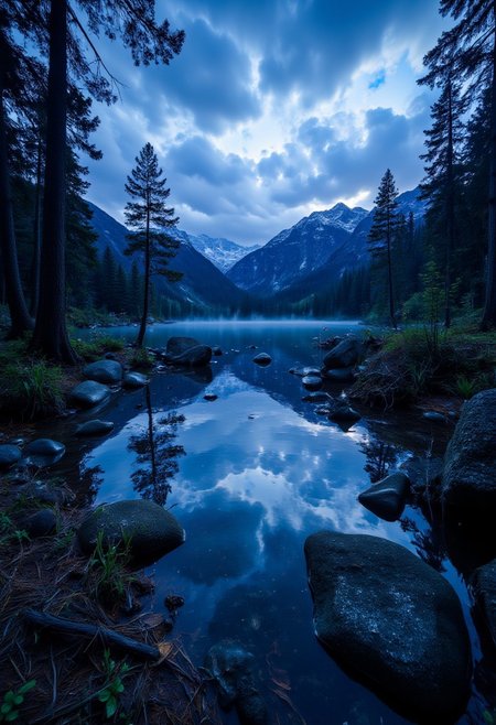 photograph, landscape of a Hallstatt, at Twilight, humor, dreamlike and atmospheric landscapes, dark fantasy art, RAW photo, detailmaximizer, midjourneyv6.1, aidmaglow