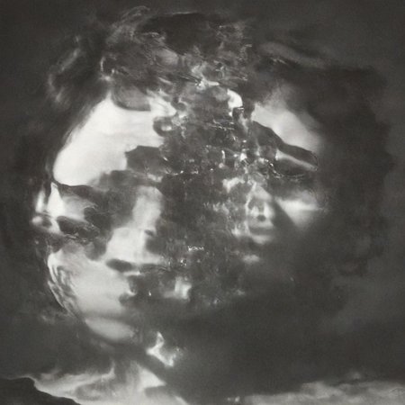 A close-up left facing profile portrait, a beautiful brunette woman made of glass, colorful light from hoph fibration bundles dramatically distorting her features