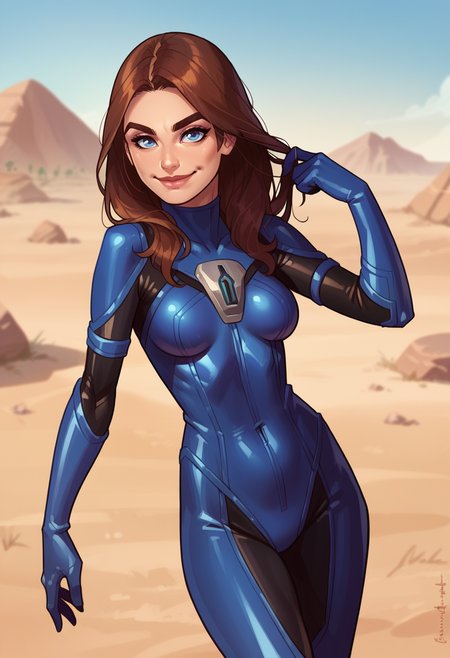score_9, score_8_up, score_7_up, score_6_up, 1girl, solo, jalf body, smiling, desert background,
<lora:Krys_Decker_-_Artist_style:0.8> ss-krd_o,  <lora:AA_bhd:0.7> aa_bhd, Alia Atreides, brown hair, long hair, blue eyes, bodysuit,
