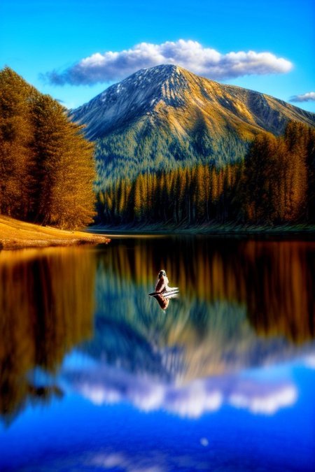 masterpiece, best quality, ultra-detailed, realistic, 8k, RAW photo, distant-view, (fisherman fishing troubles on small boat on lake, small fish were flying on the water around the fisherman:1.37), lotus flower on the surface of the lake, all aquatic plants, some swans are swimming in the lake, pine trees, big fruits trees, (eagle on distant trying to catch the fish:1.37), emphasize some little birds flying around, award winning realistic photography, early morning, beautiful clouds, dappled sunlight, scenery photography, perfect shadow, perfect natural lighting, rich colors, perfect composition, intricate details, absurdres, perfect colors, flawless complexion photo, perfect intricate detailed, very aesthetic, surreal, lifelike, real life scenery photo, top quality, trending on artstation, meadows, glitter, prettiest landscape, all kinds of flowers, small flowers field, pine tree, fantastic, stunning, outstanding, breathtaking beautiful nature photo, out-of-this-world scenery, ancient castle fort, just a few of made sense of reflection on water, depth of field, fisherman best day, some lotus plants, some lotus flowers, detailerlora,
