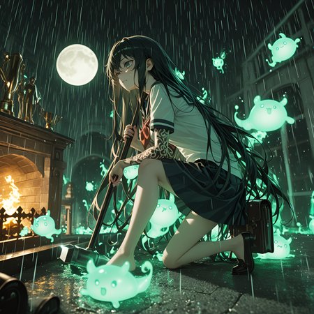 two toned hair, long_nails, silver weapon safekeeping, magic glowing aura, nail_polish, Black hair, Eldritch Horror, very long hair, low contrast, Splash page, barefoot, Mint Theme, full moon preparation chamber, succubus, rain, group, Midnight, dark skin, motion_lines:1.1, best quality, slime_(creature), miniature world, family curse documentation, 8K, perky breasts, loafers, aristocratic adaptation, warm fireplace lighting, ultra-detailed, depth of field, dual nature living, back knee down with top of foot flat, ribbon, Frowning expression (Displeasure, newest, 1girl, transformation restraint systems, Naomi Tanizaki (Bungou Stray Dogs), sailor_uniform, absolutely eye-catching, Low lunge with back knee down - Front leg bent at 90 degrees, ambient occlusion, school_bag, ephemeral, pack hierarchy dining arrangement, hunting trophy displays, Obsidian Muse, amazing quality, motion_blur:1.1, concentration), anime character, arm tattoo, absurdres, HDR, holding colossal cannon barrel like hammer, noble werewolf hunting lodge, masterpiece, very aesthetic
