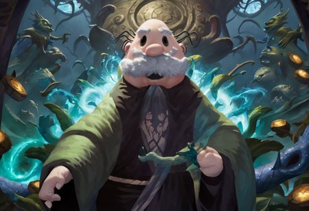Dr. Simi in Magic The Gathering's artstyle, but it's Simic themed