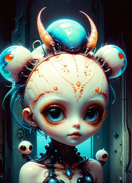 Adorable Kawaii, Ombre color scheme of neon pink, neon blue, neon yellow, neon green, neon orange, cinematic photo cinematic photo big eyed alien, Padded Appendages  aphid  naoto hattori, jeremy lipking,  neon glitch, subsurface scattering, Photorealistic, Hyperrealistic, analog style, realistic, film photography, soft lighting, heavy shadow, 35mm photograph, film, professional, 4k, highly detailed  <lora:GigerRainbowXL:0.49> g1h3r, <lora:linquivera:0.38> linquivera, liiv1 <lora:Melting_world:0.36> <lora:envyStarlight_v10:0.8> <lora:fx-monsters-XL:0.36>, subsurface scattering, Photorealistic, Hyperrealistic, analog style, realistic, film photography, soft lighting, heavy shadow, 35mm photograph, film, professional, 4k, highly detailed , pretty, cute, adorable, kawaii