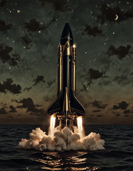 novuschroma78 style View of DelftNocturne in Black and Gold: The Falling Rocket  <lora:novuschroma78 style:1>, <lora:sdxl_lightning_8step_lora:1>