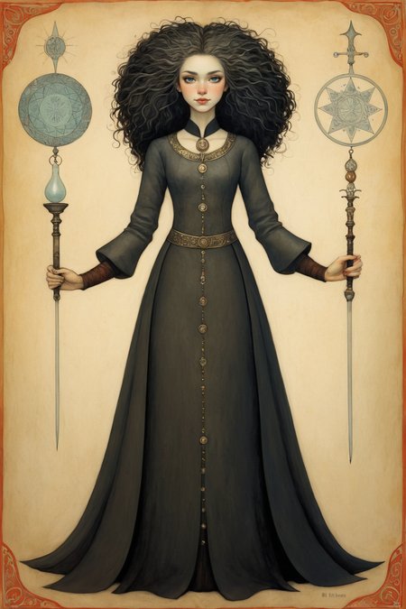 warrior ,by Bill Carman and Kelly Mckernan,Iranian,  messy_hair ,fanciful, scary, alchemical, reverie,,full body length