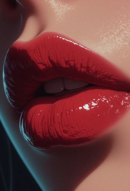 (8k resolution, score_9, score_8_up, score_7_up, absolute masterpiece, ultra detailed, best quality, masterpiece, colorful, highest detailed), (intricate details), (dynamic angle), (ultra-detailed lips), in high detailed textured lips, ((close-up:1.3, picture focused on lips:1.3, full lips:1.3, :o)), elf girl, blushing, red lipstick, glossy lips,