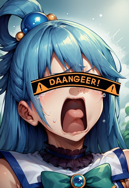 score_9, score_8_up, score_7_up, source_anime, 1girl, DangerCensor, identity censor, <lora:DangerEyeCensor_XLPD:1.2>, upper body, <lora:concept_aquascreaming_ponyXL:0.9> aquascreaming, screaming, open mouth, crying with eyes open, aqua \(konosuba\), blue hair,