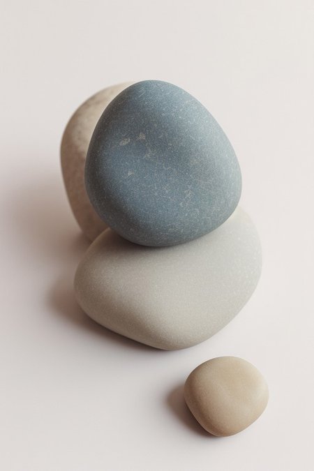 , a rock in white room, simple background, white background, pebble