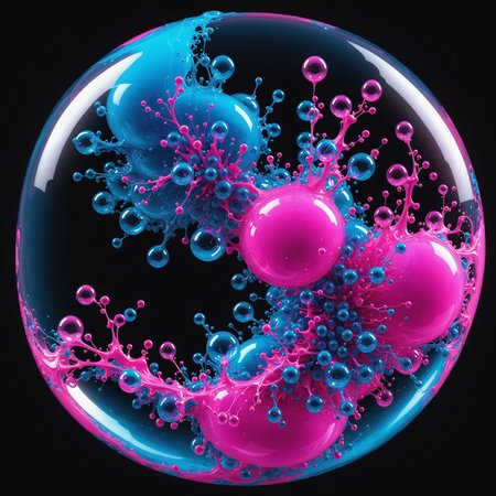 bullet time effect, #disassambled 3d, slow motion, a vibrant fluo blue to fluo pink radial gradient, #fractal liquid cloud edges only wire spherical inside loating  soap bubble deep sub,  professional, ink in water, visual FX,  centered, soft lightning, 8k, ultradetailled, <lora:add-detail-xl:1> "add-detail-xl: 9c783c8ce46c", Version: v1.7.0