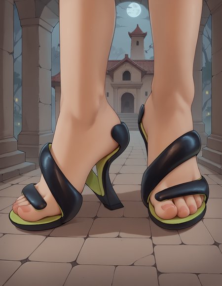 score_9, score_8_up, score_7_up, score_6_up, source_anime,
lower body, foot focus,
1girl, 
standing, (from side:0.8), feet apart,
m0jito heels, 
temple, ruins, fog, night, dark, spotlight,
embedding:zPDXLrl ,
embedding:zPDXL2 ,
