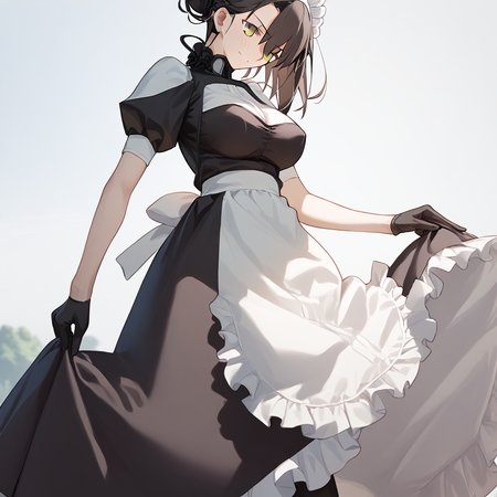 <lora:Takeuchi_Takashi_PonyXL_style_v01:1>
<lora:agent.pony:1>
score_9 , score_8_up , score_7_up , source_anime , 
masterpiece , best quality , ultra-detailed , 
BREAK
agent \(girls' frontline\), maid
1girl , woman , huge breasts , light smile , light blush , ((jeanne d'arc (fate)):0.5)  , 
long black hair  , maid dress ,  
walking motion