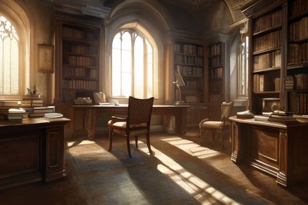 RAW photo, (masterpiece:1.3), subsurface scattering, heavy shadow, (high quality:1.4), (intricate, high detail:1.2), professional photography, HDR, High Dynamic Range, realistic, ultra realistic, photorealistic, high resolution, film photography, ambient lighting, atmospheric effects, <lora:detail_slider_v4:2>, OverallDetail, a scholar in an office, desk, books, shelves, FanStu, <lora:FantasyStudy-10:0.7>, epiCPhoto