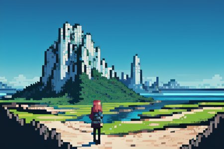 highly insanely detailed, masterpiece, top quality, best quality, highres, 4k, 8k, RAW photo, (very aesthetic, beautiful and aesthetic),  
(code_style,codestyle),(sympattern,geometric pattern),doodle pattern, 
<lora:CodeStyle (half generic class)_564920:0.3>, 
(1girl:1.3), 1other, 
cliff,cliff scenery,mountainside,cliff face,(pure blue background,transparent background:1.2),âââ
