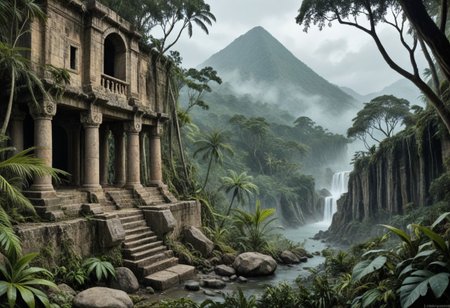 (epic_scale:1.5), jungle_foliage, mountain_peaks, foggy_background,  
ancient_stone_ruins, glowing_water_core, (mystical_essence:1.4),  
vibrant_ecosystem, cinematic_composition, <lora:aquatic_power:0.8>,  
Negative: cartoonish_style, duplicate_elements, unnatural_shadows