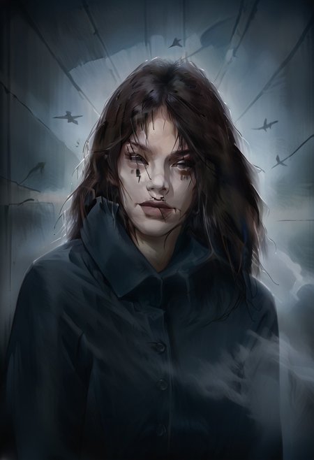 score_9, score_8_up, score_7_up, realistic, dark theme, low light, ((RoomLR)). 
1girl, Tomie Kawakami, Gorgeous sexy female. Beautiful feminine face, Long hair, Sexy makeup.
Bird.