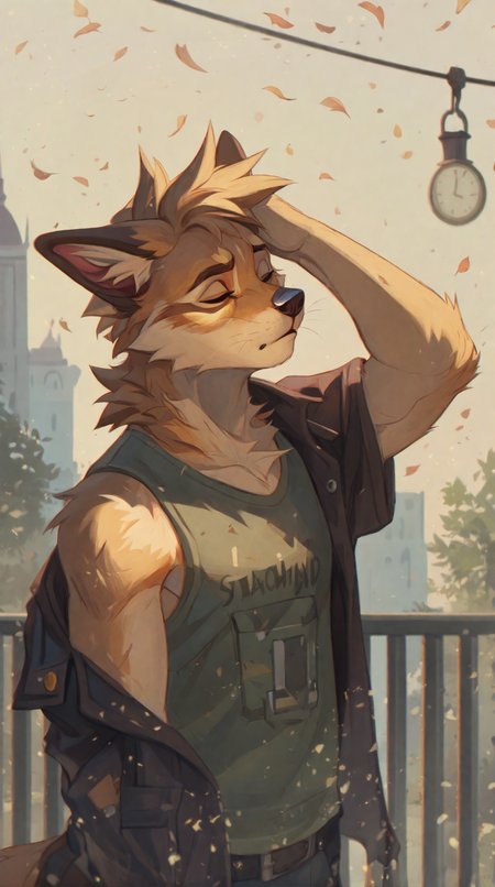 young_adult, male_furry, nostalgic, gentle_sadness, time_as_amber, youth_drifting_away, bittersweet_memory, soft_light, vintage_concert, farewell_kiss, emotional_release, subtle_innocence, zPDXL3
 <lora:add-detail-xl:0.7>
 <lora:Fennix_Fortnite:0.1> Fennix, fortnite 
<lora:Concept Art Ultimatum Style LoRA_SeaArt Furry XL 1.0:0.3> concept art, digital art, realistic,