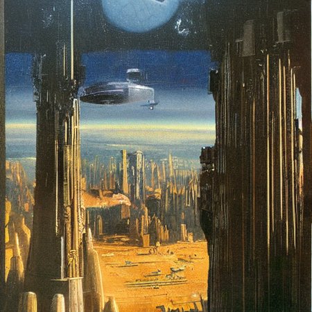 ralph-mcquarrie style, ancient greek architecture done in a sci-fi style space station, oil painting, beautiful, highly detailed, just the space station liminal