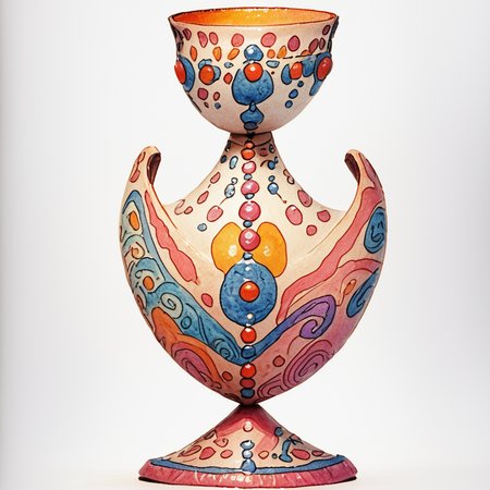 Score_9, score_8_up, score_7_up, score_6_up, BREAK  <lora:Pastel_ReveriePony:1> ArsMJStyle, Pastel Reverie, The image shows a drawing of a goblet on a white background. The cup is drawn in detail with its intricate design and pattern clearly visible., white background, simple background, solo, traditional media, full body, no humans, watercolor (medium)