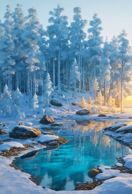 Jos s olet minun hellunani tmn talven vaikka hopiasta lapsen sarven, award winning, Nordic aesthetic, depth peeling, clear scene, f/16, 8k, hdr, hyperrealistic, intricate abstract, intricate details, masterpiece, ethereal light