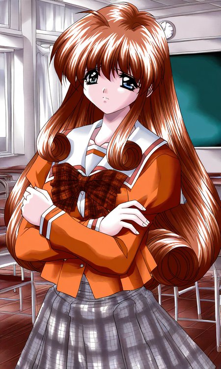 general,highres, ultra-detailed,very aesthetic,best quality ,best hands, BREAK <lora:Ichijo_Serika_Ver2.0_Akumu_AoiKajitsunoSange_IS:1>
Ichijo_Serika, 1girl, solo, long hair, brown hair, gray eyes, medium breasts, sidelocks, 
orange school uniform, ribbon, white+gray skirt, outdoors, crossed arms, 
serious face,
check skirt, plaid bow, long sleeves, serafuku, School, class room, curtain.