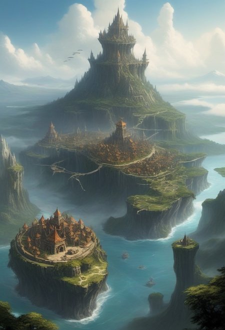 netheril was a nation of flying islands in the sky, fantasy isle, fantasy cities, old and anciente fantasy world of Faerun from dungeons and dragons, it's cities flies with grace and powerfull and amazing magic, it's spells are so gloweing and full of life in it's breathtaking forms