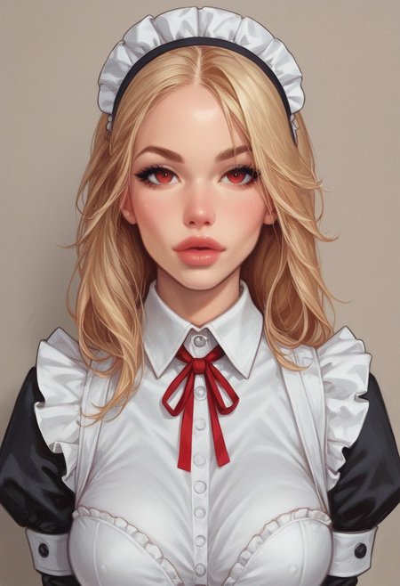 from front, (((front view))), 1girl, illustration, comic style, looking at viewer, highly detailed,
RosieTJ, 1girl, robot girl, metal body, red eyes, red buttons, wheels, white maid cap, white collar, white cuffs, white hip apron, black skirt, female
((full-clothed)), 
BREAK 
dynamic pose <lora:Cherry-Gig:0.55> ((((full-clothed)))), 
BREAK
((rest room background))) score_9, score_8_up, score_7_up, score_6_up, source_cartoon, rating_explicit, Expressiveh, (((((upper body))))), dynamic pose