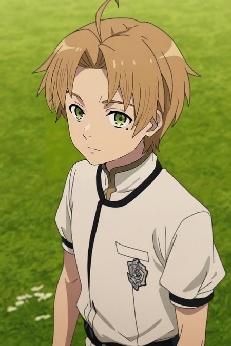 score_9, score_8_up, score_7_up, score_6_up, score_5_up, score_4_up, BREAK source_anime, anime screencap, anime coloring, , looking at viewer, , , 1boy, solo, male focus, <lora:rudeus_greyrat_pony:0.92>, rudeus_greyrat, , short sleeve shirt, , field of flowers, , <lora:sdxl_lightning_8step_lora:1>