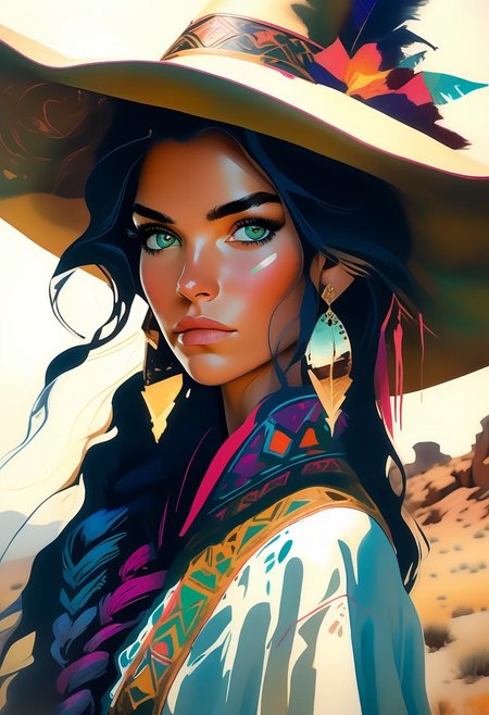 score_9, score_8_up, score_8_up, ((Cinematic composition)),((masterpiece)), (resplendent highlighting), 8k. Photorealistic
1girl, (full body). 
A stunningly beautiful elven cowgirl walks out through saloon doors. She’s wearing cowboy clothing on top of her elven garb. Bow on her back, quiver on her belt, cowboy boots, Cowboy hat in her hand, (camera angle from below), deep rich colours, ((full body)) long hair, elven ears. (resplendent spotlight on her face). Brilliant chaotic atmosphere.
Double exposure.
Ink, Charcoal and colourful oil pastels. impressionistic. faded watercolours (Klimt :1.2) dadaistic collage (by Bill Sienkiewicz:1.5), strikingly alluring face. brilliant spotlight effect. Vibrant thick dripping paint. Intense detail, realistic, dynamic shadows and contrasts. Matte and faded background colours. unreal parts, alluring, fluid, perfection, gothic. (Luminous skin dynamically spotlighted), Illustration, (klimt:0.8) (Bill Sienkiewicz:1.5). maximum detail, Chinese watercolor and ink technique. Gold leaf highlights.
<lora:xl_more_art-full_v1:0.4> <lora:epi_noiseoffset2:1>3