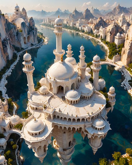 floating fantasy city, shapely white marble towers, reminiscent of the Taj Mahal, <lora:add-detail-xl:0.8>, <lora:xl_more_art-full_v1:0.5>,  <lora:XSfenlie:1> fenliexl