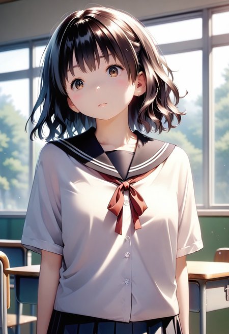 score_9, score_8_up, score_7_up, 1girl,TsubakiJP, (masterpiece), (best quality), (ultra detailed),(disheveled hair),(illustration), portrait of shot of re4ashley, athletic, black school uniform, white shirt, classroom, volumetric lighting, best quality, masterpiece, intricate details, tonemapping, sharp focus, hyper detailed, trending on Artstation, realistic, <lora:sxz-ashley-graham:0.6>