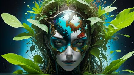 plant,masterpiece,best quality, <lora:SandraChevrierXL:0.8>,sachr style,futuristic,religious,aesthetic warpaint,8k,awardwinning,glowing features,trending on artstation,wallpaper,16:9 aspect ratio,trending on artstation and deviantart, messy,abstract,<lora:add-detail-xl:1>,very detailed,cinematic,alberto seveso and Peter Mohrbacher
