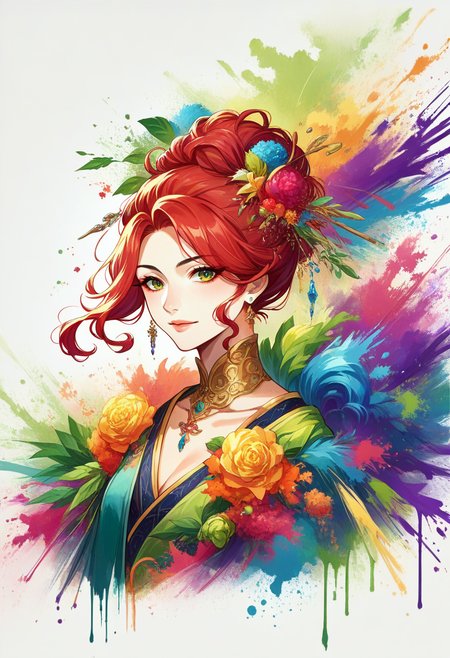 score_9, score_8_up, score_7_up, source_anime, <lora:wrenchinktapestry:1>, inktapestry, colorful, paint splatter, 
a simple beautiful 18 year old woman with red hair, white background, princesscore, I can't believe how beautiful this is,