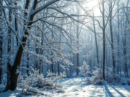 hyper realistic, photo, masterpiece, best quality.
Landscape, very realistic photography, winter forest background with snow on the branches