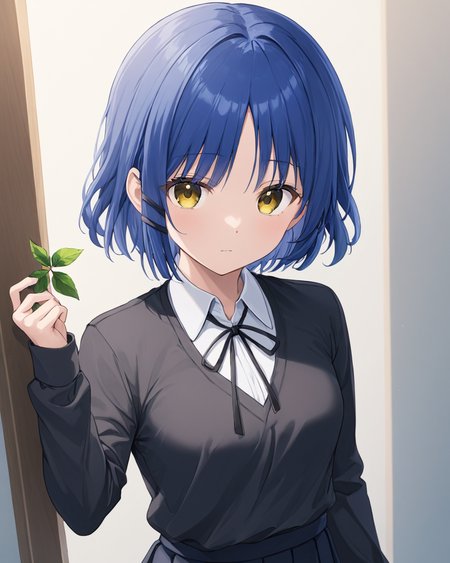 yamada_ryo,1girl, solo, mole_under_eye, holding, white_shirt, neck_ribbon, long_sleeves, collared_shirt, black_ribbon, pleated_skirt, looking_at_viewer, leaf, plate, black_skirt, school_uniform
<lora:yamada_ryo_image1086_2023-11-22:1>. gorgeous,key visual, vibrant, studio anime,award-winning, professional, highly detailed,high budget, cinemascope