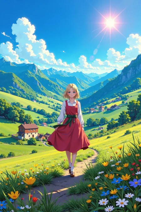 Serbian beautiful  landscape, bright sunny sky, woman, very intricate, very detailed, sharp, bright, colorful, <lora:Hand v2:0.5> <lora:Anti-Blur:1><lora:Insane Detail Slider:0.25>  <lora:flux.1_lora_flyway_Epic-detail_v2:0.3> <lora:fluxenhancer:0.25> <lora:ROWER:0.8>  <lora:Anime_style:0.6> anime style