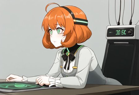 Penny being brainwashed by a machine,
score_9, source anime, lewd, 1girl, solo,
mind control, hypnotized, brainwashing machine, mind control machine, (wires attached to head, metal forehead band), metal sweatband, cables attached to headband, spiral eyes,
laying on table, side view, laying flat on back, upper body focus,
Penny Polendina, short hair, gorget, grey dress, short dress, pencil skirt, neon trim, gold trim, white blouse, long sleeves, black thighhighs, pink bow,
