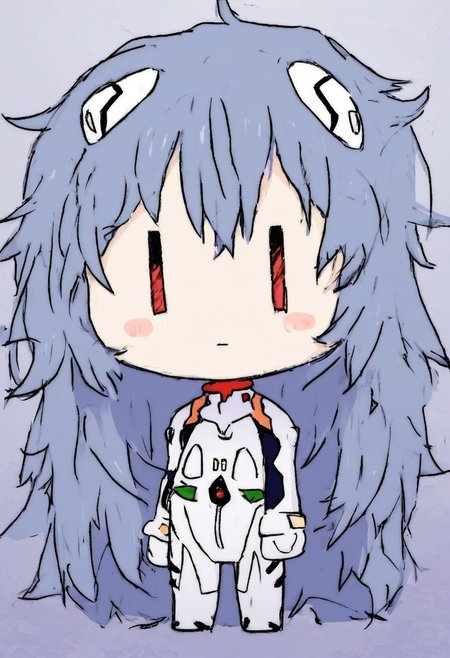 score_4,score_5,score_6,score_7_up,score_8_up,score_9 ((masterpiece,best quality,ultra detailed,highres,HD,4k:1.2)), 
1 girl,solo,face focus,
chibi,full body,deformed,| |,
ayanami_rei,rei ayanami, blue hair, ((long hair, Messy Hair:1.2)),red eyes, head gear, 
bodysuit, headgear, plugsuit, neon_genesis_evangelion, white bodysuit, 
closed mouth,blush,Expressionless,