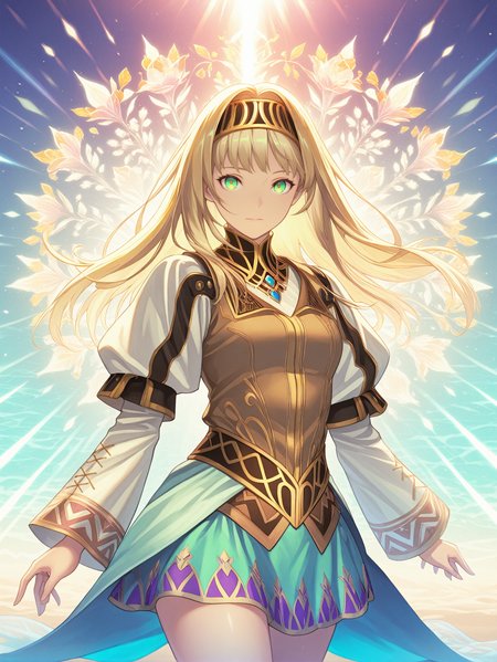 masterpiece, best quality, absurdres,
<lora:ILVPAlicia:1.0>
VPAlicia, 1girl, blonde hair, long hair, green eyes, headband, looking at viewer, bold fashion, tropical paradise, exotic flowers, radiant sunlight, glowing beauty, striking patterns, dynamic composition, hyper-saturated colors, fashion-forward aesthetic, cowboy shot