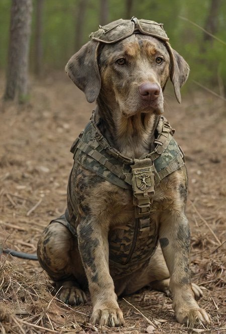 this here is Camouflage and he's been right here since he passed away last night, Semper Fi, <lora:Desolation:0.2>