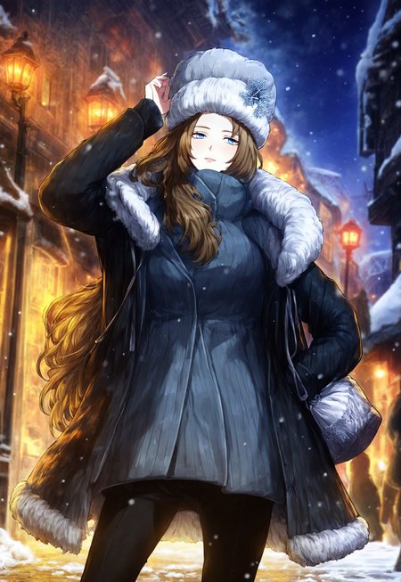 BREAK, 
(score_9, score_8_up, score_7_up, score_6_up, score_5_up, score_4_up), colored image,
BREAK, 
RodionLimbus, long hair, brown hair, blue eyes,
BREAK, 
black coat, black pants, papakha, fur hat,
BREAK, 
standing under the street light, isometric, detailed, detailed eyes, up close view, night, suburbs, winter, lots of snow, soft light, single street light, melancholic, aesthetic
