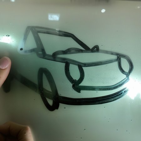 finart car glass drawing<lora:finart:1>