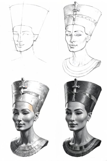 <lora:How_to_draw_step_by_step_2:1> howtodraw, sketch, 4 steps, toned paper, Nefertiti, detailed, 
<lora:add-detail-xl:1>