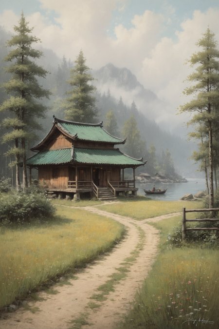 by Thomas Kinkade and Mikko Lagerstedt in the style of Phuoc Hoai Nguyen,  chalksketch, full color <lora:ChalkSketchXL:0.85>