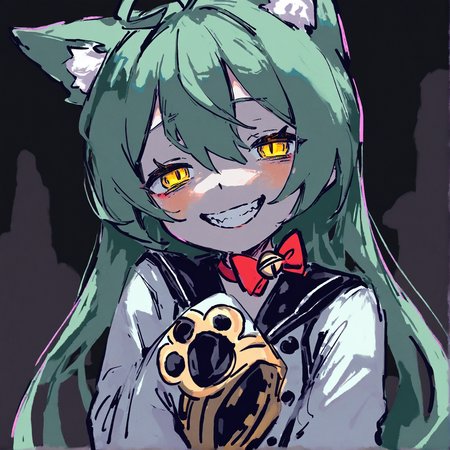 masterpiece, best quality, very aesthetic BREAK kiato, (ciloranko:.7), dino \(dinoartforame\), horror \(theme\), gritty, colorful, faux traditional media, painting \(medium\) BREAK 1girl, akashi \(azur lane\), evil grin, sleeves past wrists, yandere, half-closed eyes, looking at viewer, yellow eyes
<lora:noob05-kiato-unet only-feb18-step00002464:1>