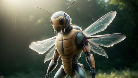 FULL BODY PIC, FAR SHOT, cinematic film still (single:1.6) (realistic:1.1) (beedrill:1.5) <lora:great_lighting:1>  <lora:Ice:1.1> . shallow depth of field, vignette, highly detailed, high budget, bokeh, cinemascope, moody, epic, gorgeous, film grain, grainy <lora:DetailMaximizer:1> <lora:DrippingCheeseStyle:0.1>