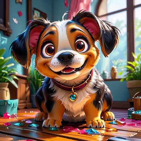 impactful paint of a cute dog  <lora:Cute_3D_Cartoon:1>, highly detailed, 8k, sharp, professional, clear, high contrast, high saturated, , vivid deep blacks, crystal clear