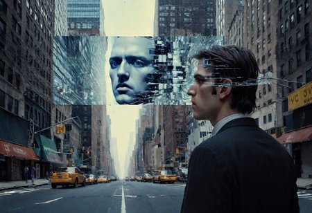 A man's head splits into planar segments floating over New York city, seeing visions of pasts lost in enigmatic phantoms and faces of light. A schizophrenic ultra-violence of static CRT enigmatic tesseraction and impossible topology.